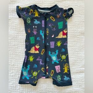 SOLD - Little Sleepies Monsters Inc. Shorty Zippy Bamboo Romper